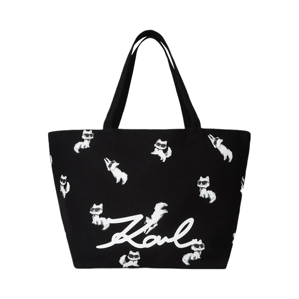 Karl Lagerfeld Ikon Choupette Print Shopper Black