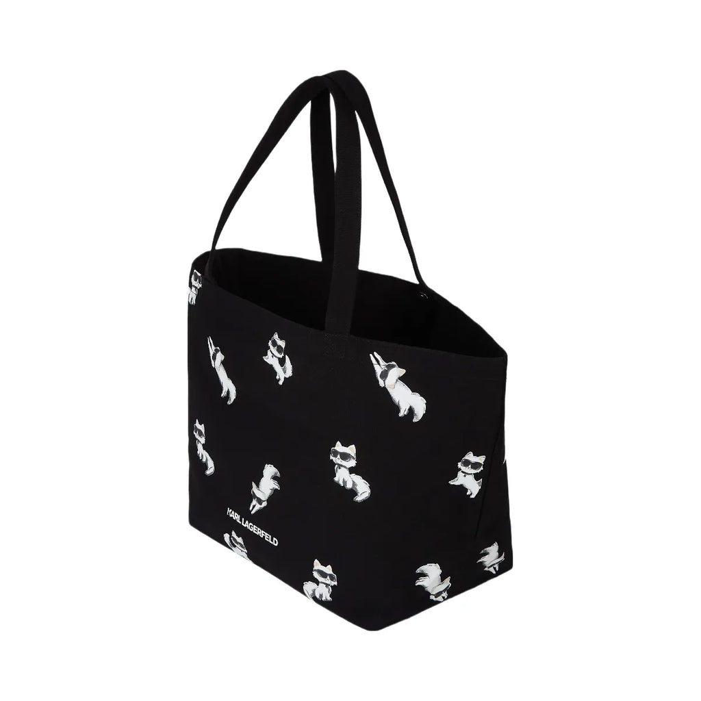 Karl Lagerfeld Ikon Choupette Print Shopper Black