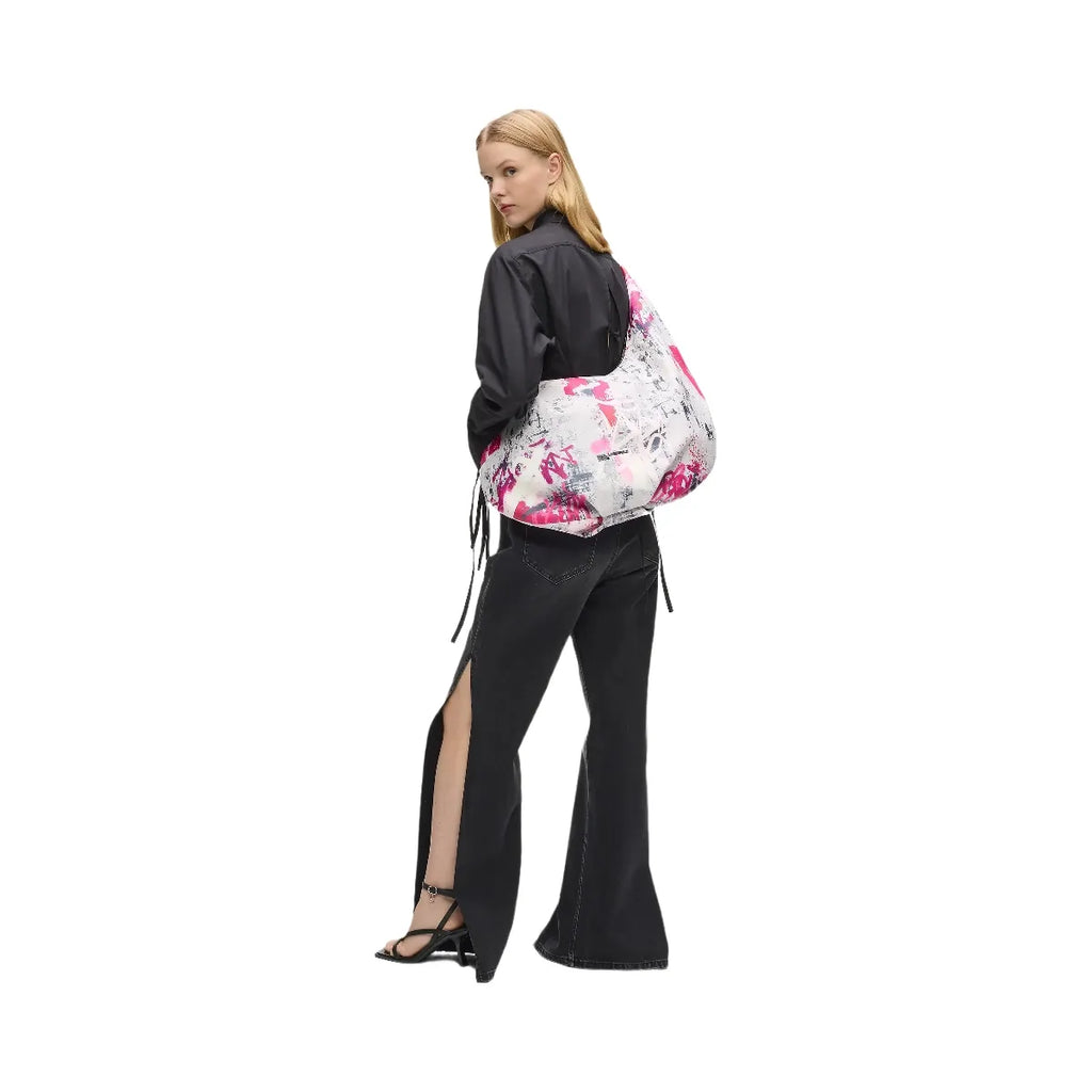 Karl Lagerfeld Large Painters Print Hobo Bag Painters Print Pink All Over Print