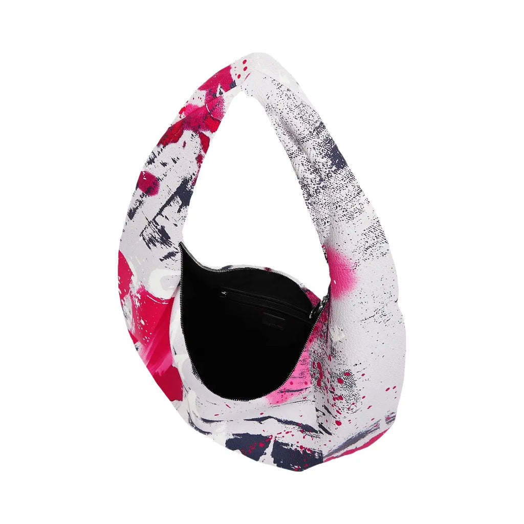 Karl Lagerfeld Large Painters Print Hobo Bag Painters Print Pink All Over Print