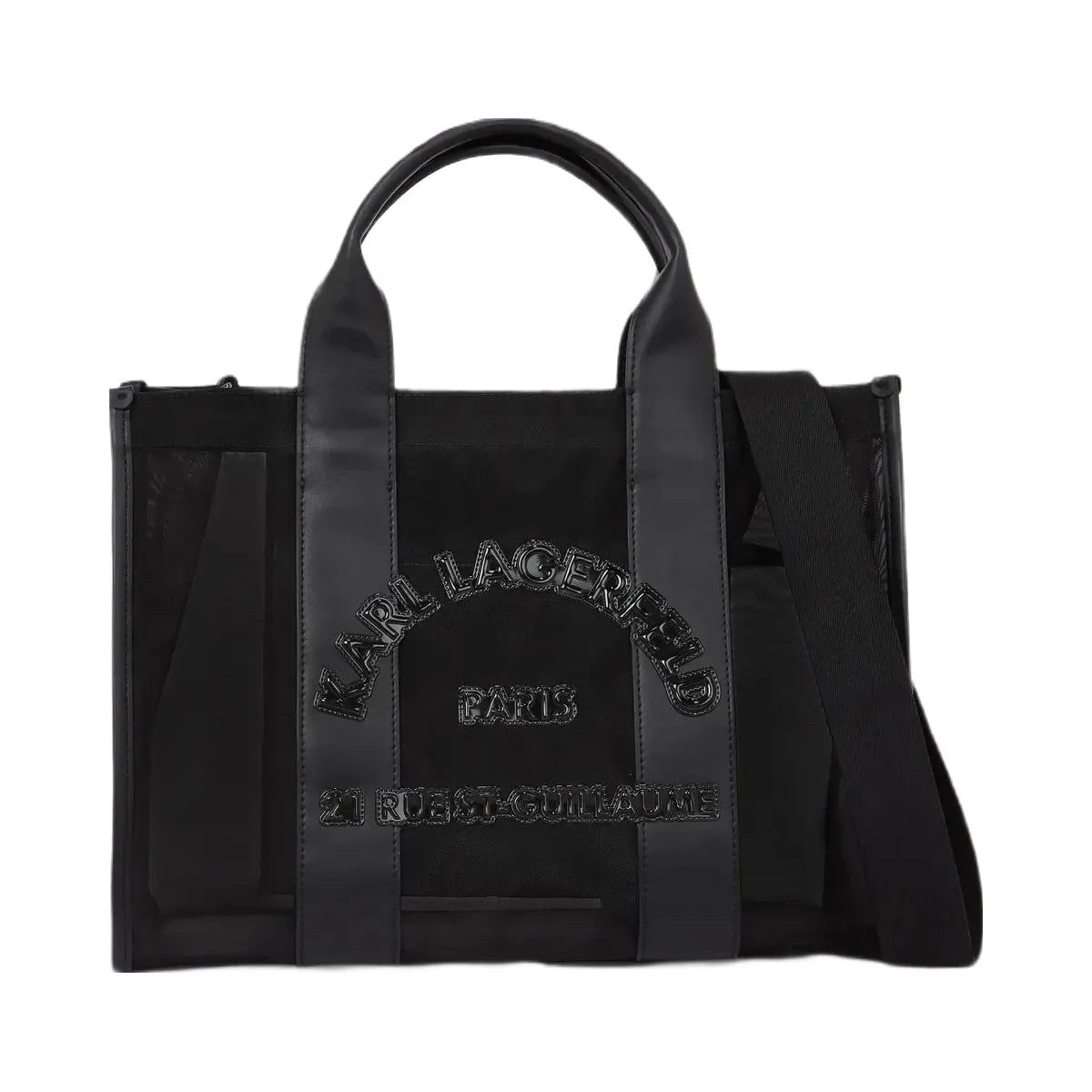 Karl Lagerfeld Rue St-Guillaume Square Mesh Medium Tote Bag Black
