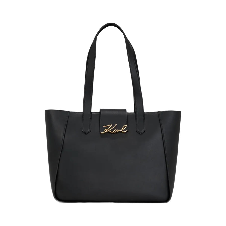 Karl Lagerfeld Signature Medium Tote Bag Black Gold