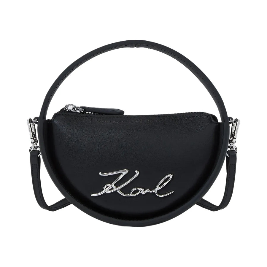 Karl Lagerfeld Signature Nano Round Bag Black Nickel