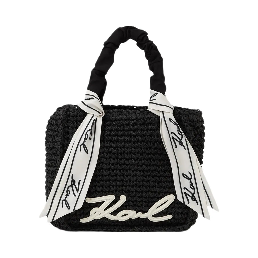 Karl Lagerfeld Signature Scarf Beach Bag Black