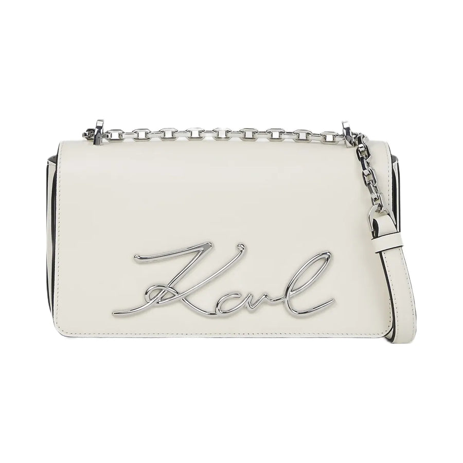 Karl Lagerfeld Signature Small Crossbody Bag Off White