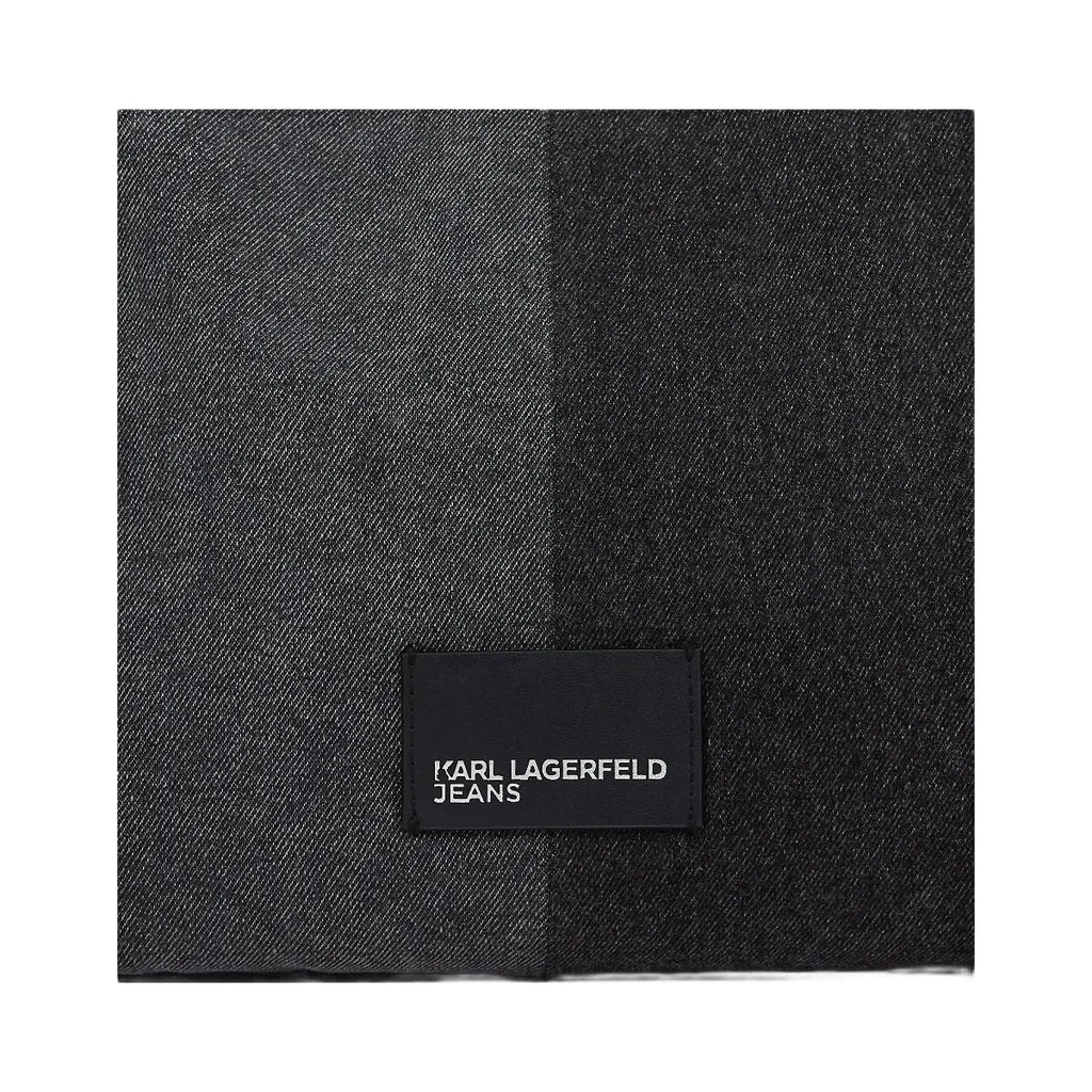 Karl Lagerfeld Two-Tone Denim Shopper Black Denim Grey Denim