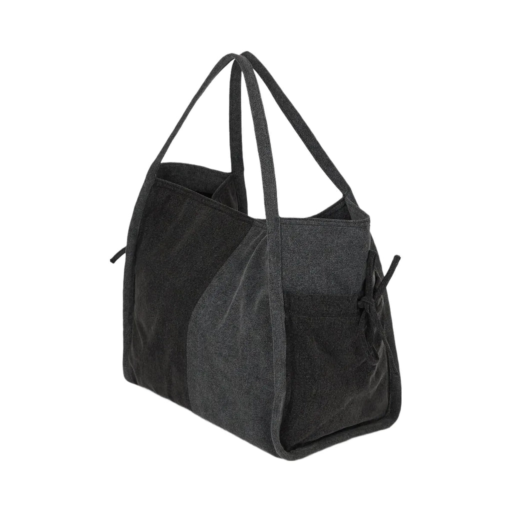 Karl Lagerfeld Two-Tone Denim Shopper Black Denim Grey Denim