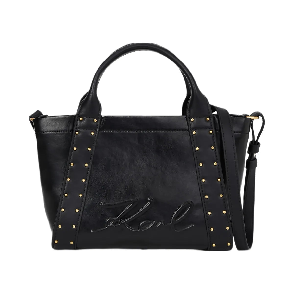 Karl Lagerfeld Ville Small Studded Tote Bag Black Gold