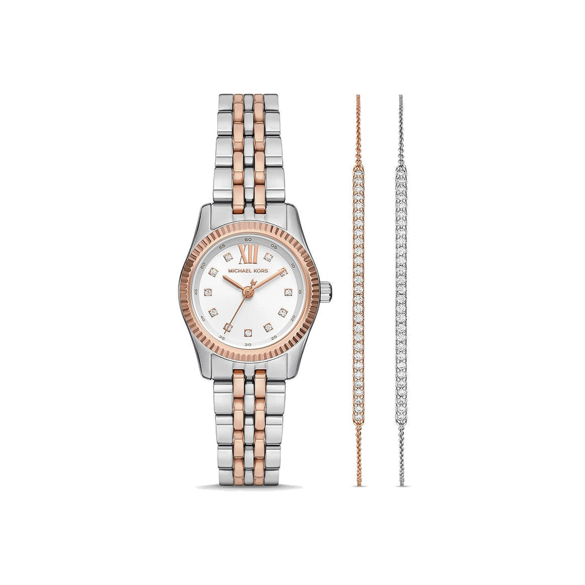 Women's Lexington Pavé Two-Tone Watch and Slider Bracelet Gift Set MK4817SET