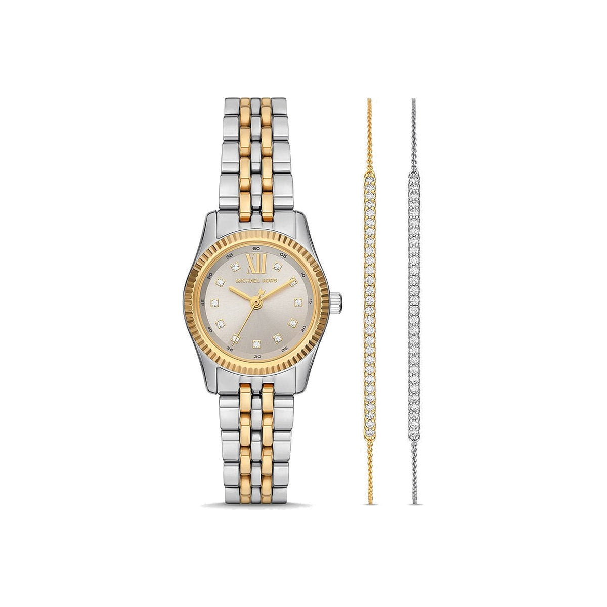 Women's Lexington Pavé Two-Tone Watch and Slider Bracelet Gift Set MK4815SET