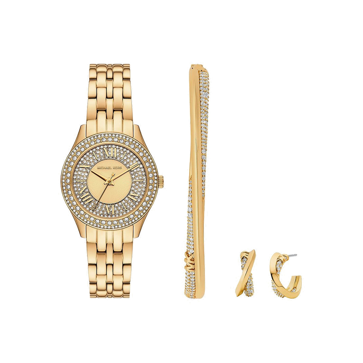 Women's Mini Harlowe Pavé Gold-Tone Watch and Jewelry Set MK4974SET