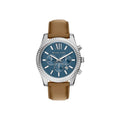 Men's Oversized Lexington Silver-Tone and Leather Watch MK9258