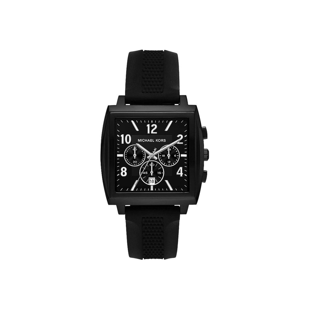Men's Oversized Rhys Black-Tone and Silicone Watch MK9233