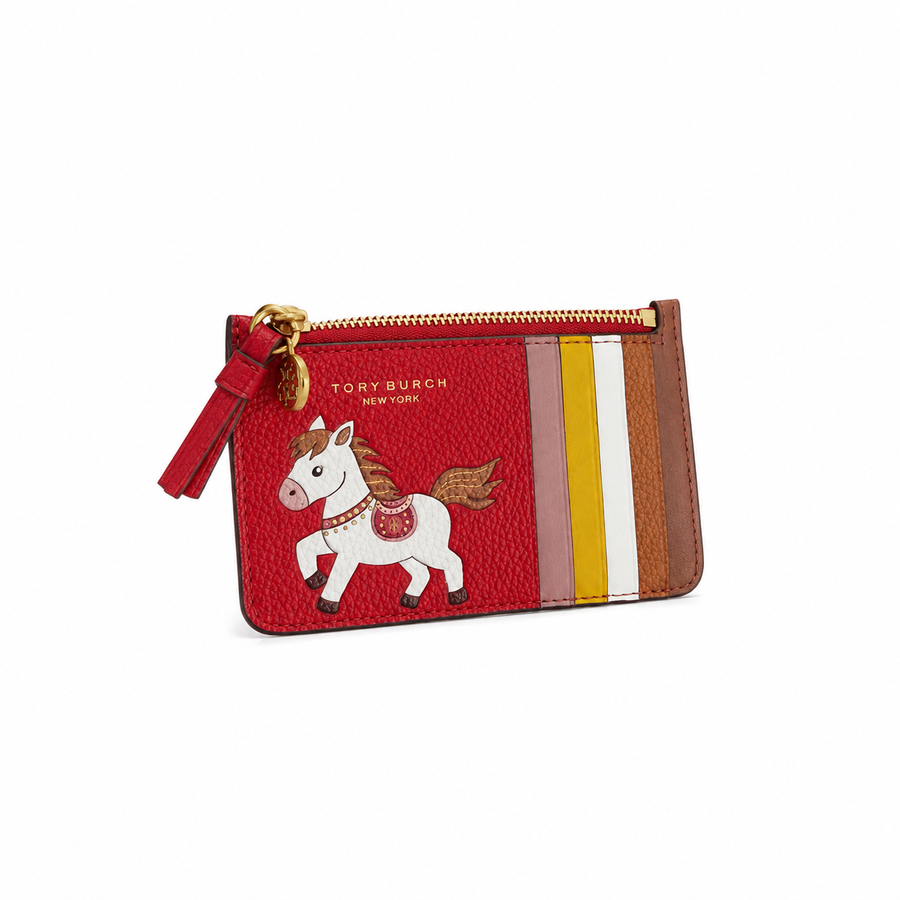 Tory Burch limited Edition Year of Horse Red Multicolor Card Holder With Box