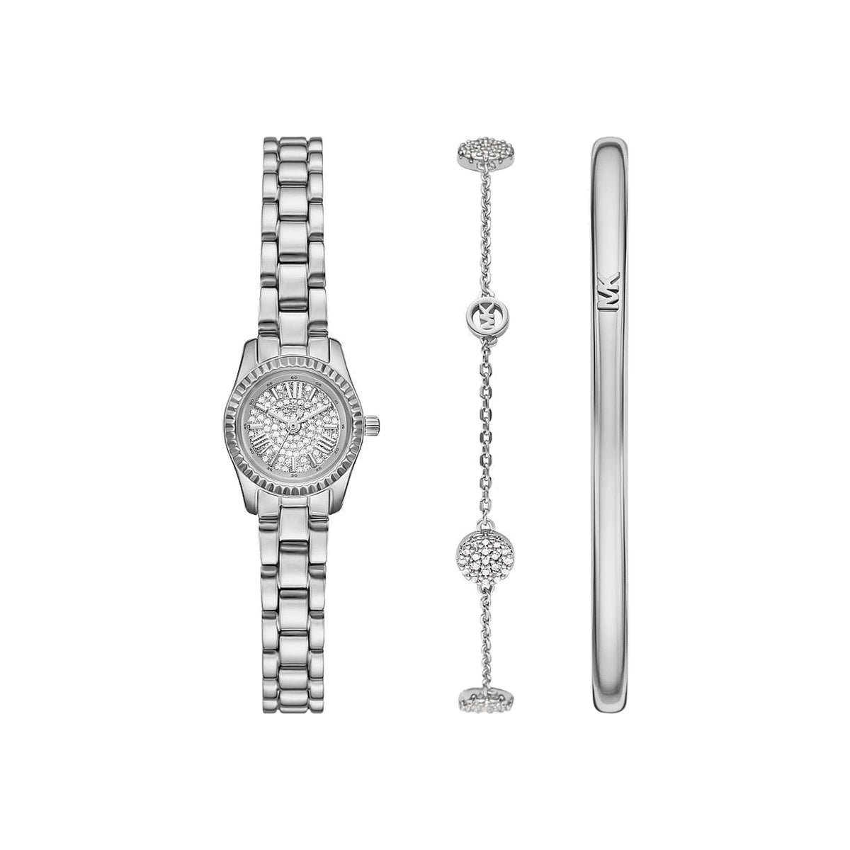 Women's Petite Lexington Pavé Silver-Tone Watch and Jewelry Gift Set MK4948SET