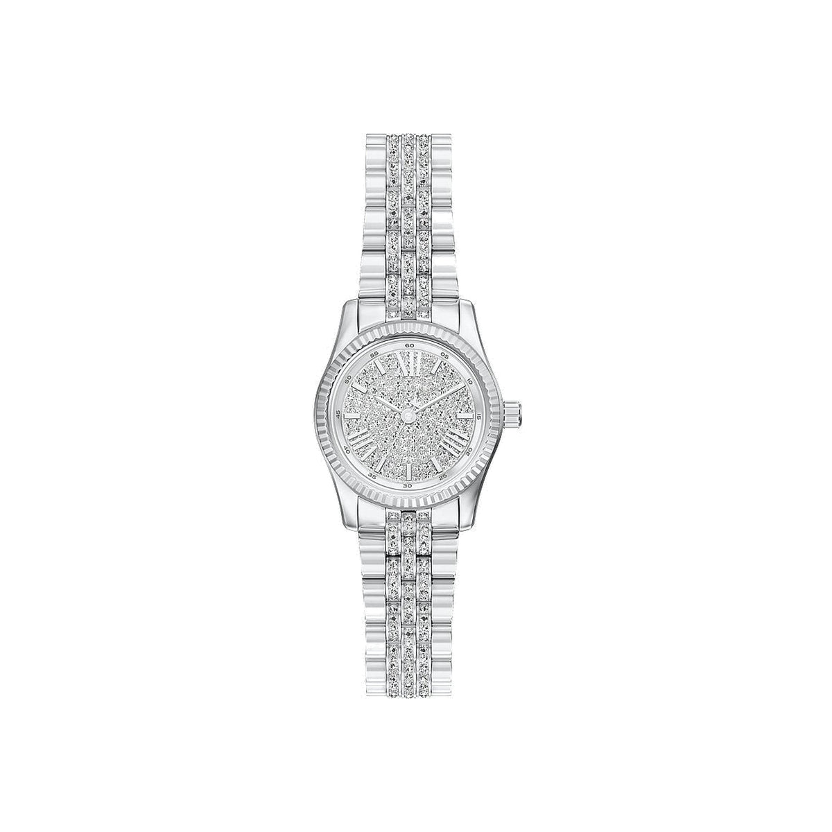 Women's Petite Lexington Pavé Silver-Tone Watch MK7577
