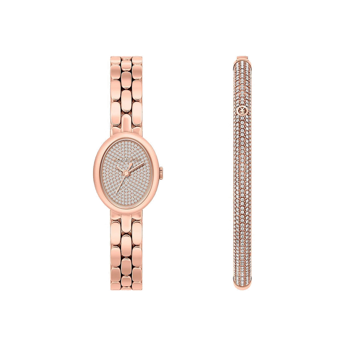 Women's Petite Maude Rose Gold-Tone Watch and Pavé Bangle Jewelry Gift Set MK7598SET